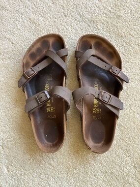 Birkenstock taupe Mayari Double-Buckle Cross-Strap Sandals